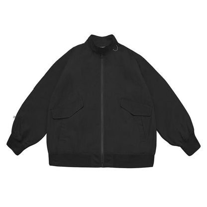 Unisex Oversize Bomber Jacket in Boxy Cut with Flap Pockets and Ribbed Hem Shop Velvia