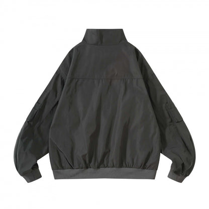 Unisex Kastige Utility Bomber Jacket with Stand Collar, Zipper and Sleeve Pockets Shop Velvia