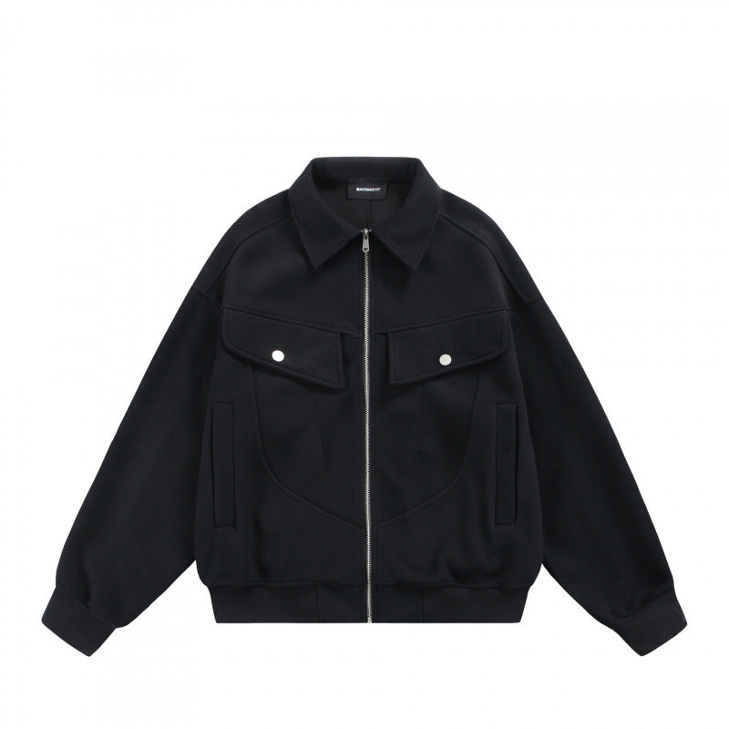 Unisex Zip Sweat Jacket with Patch Chest Flaps and Ribbed Hem Shop Velvia