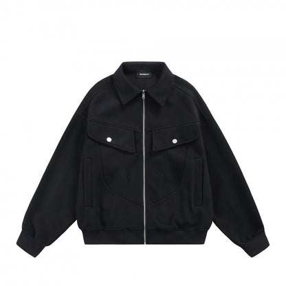 Unisex Zip Sweat Jacket with Patch Chest Flaps and Ribbed Hem Shop Velvia
