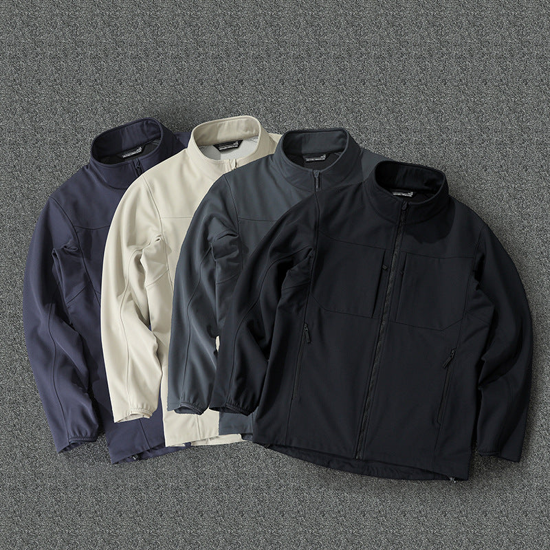 Men's Technical Softshell Jacket with Stand-Up Collar and Concealed Zip Pockets Shop Velvia
