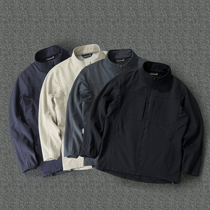 Men's Technical Softshell Jacket with Stand-Up Collar and Concealed Zip Pockets Shop Velvia
