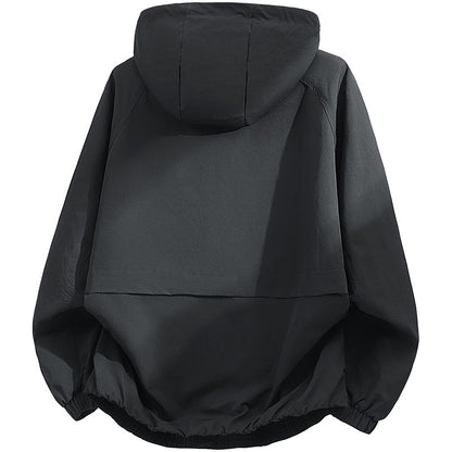 Men's Oversized Hooded Softshell Jacket with Technical Surface and Drawstring Hem Shop Velvia