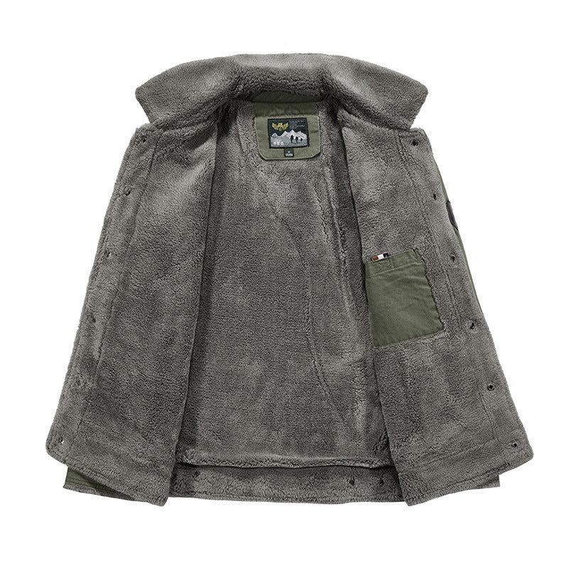 Men's Robust Canvas Field Jacket with Teddy Lining, Stand Collar and Utility Pockets Shop Velvia