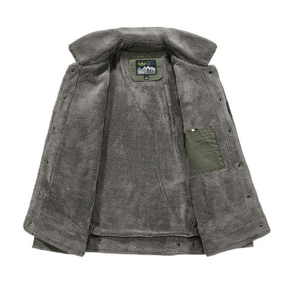 Men's Robust Canvas Field Jacket with Teddy Lining, Stand Collar and Utility Pockets Shop Velvia