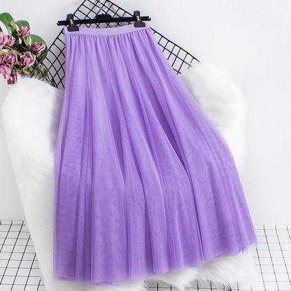Women's Tulle Skirt Layered Floor-Length A-Line Elastic Waistband