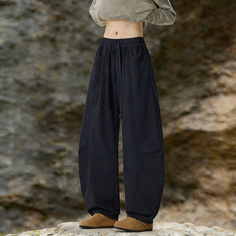 Women's Oversize Cargo Pants made of cotton blend with high elastic waistband and leg cuffs Shop Velvia