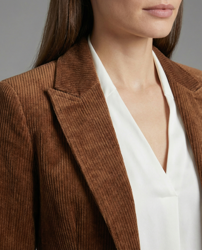 Ladies Cord Blazer with Lapel Collar