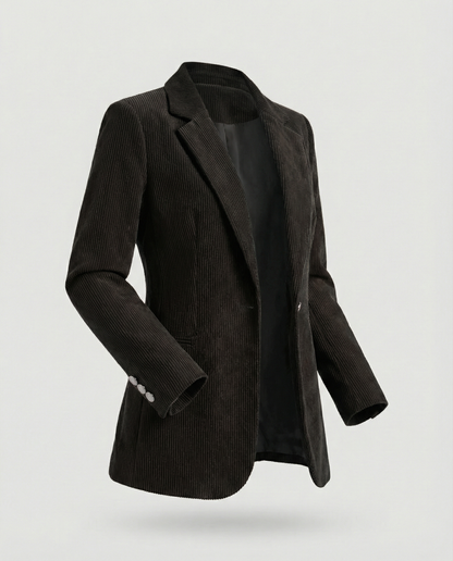 Ladies Cord Blazer with Lapel Collar