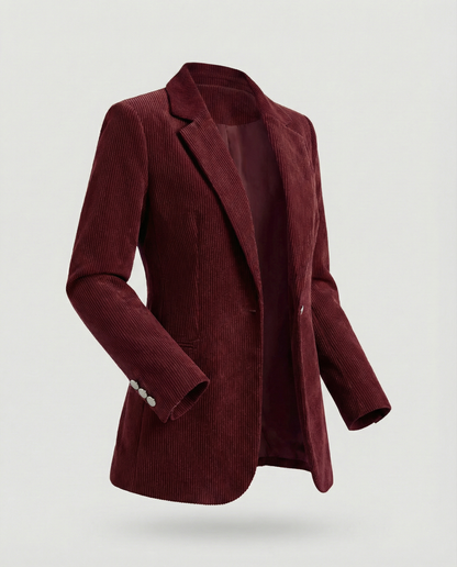 Ladies Cord Blazer with Lapel Collar