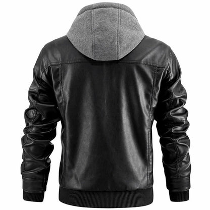 Shop Velvia | Premium high-quality leather jacket with hood for men
