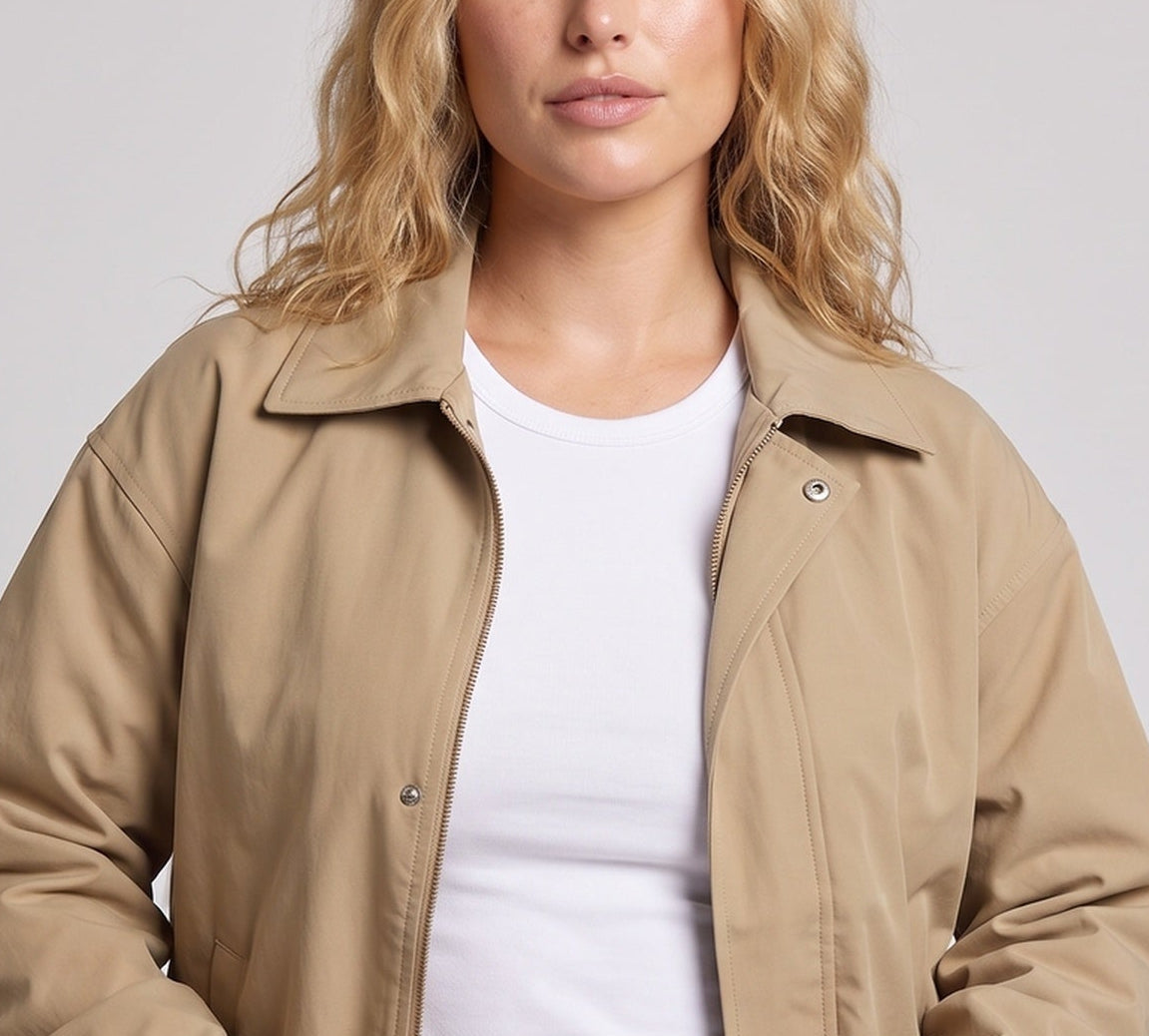 Women's lightweight shirt jacket in oversized look with shirt collar and concealed press stud placket Shop Velvia