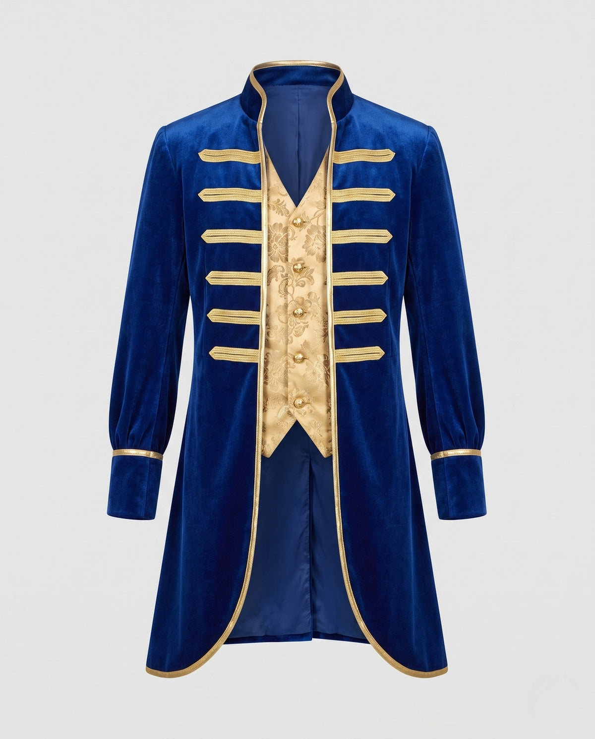 Women elegant historic tailcoat with intricate embellishments and golden accents Shop Velvia