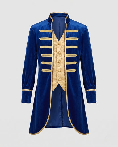 Women elegant historic tailcoat with intricate embellishments and golden accents Shop Velvia