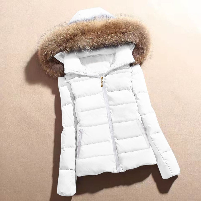 Shop Velvia | Winter jacket with faux fur collar for women