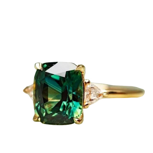 Green Zirconia Ring in Gold