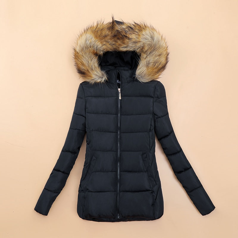 Shop Velvia | Winter jacket with faux fur collar for women
