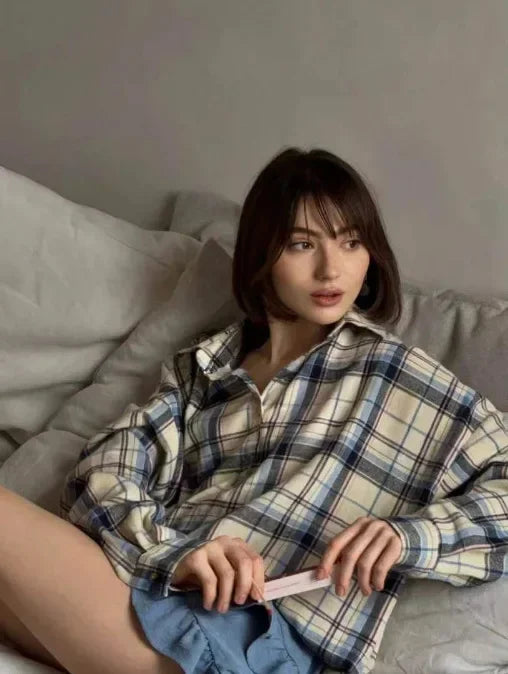 Shop Velvia | Classic Flannel Shirt with Checks Cotton Soft and Stylish