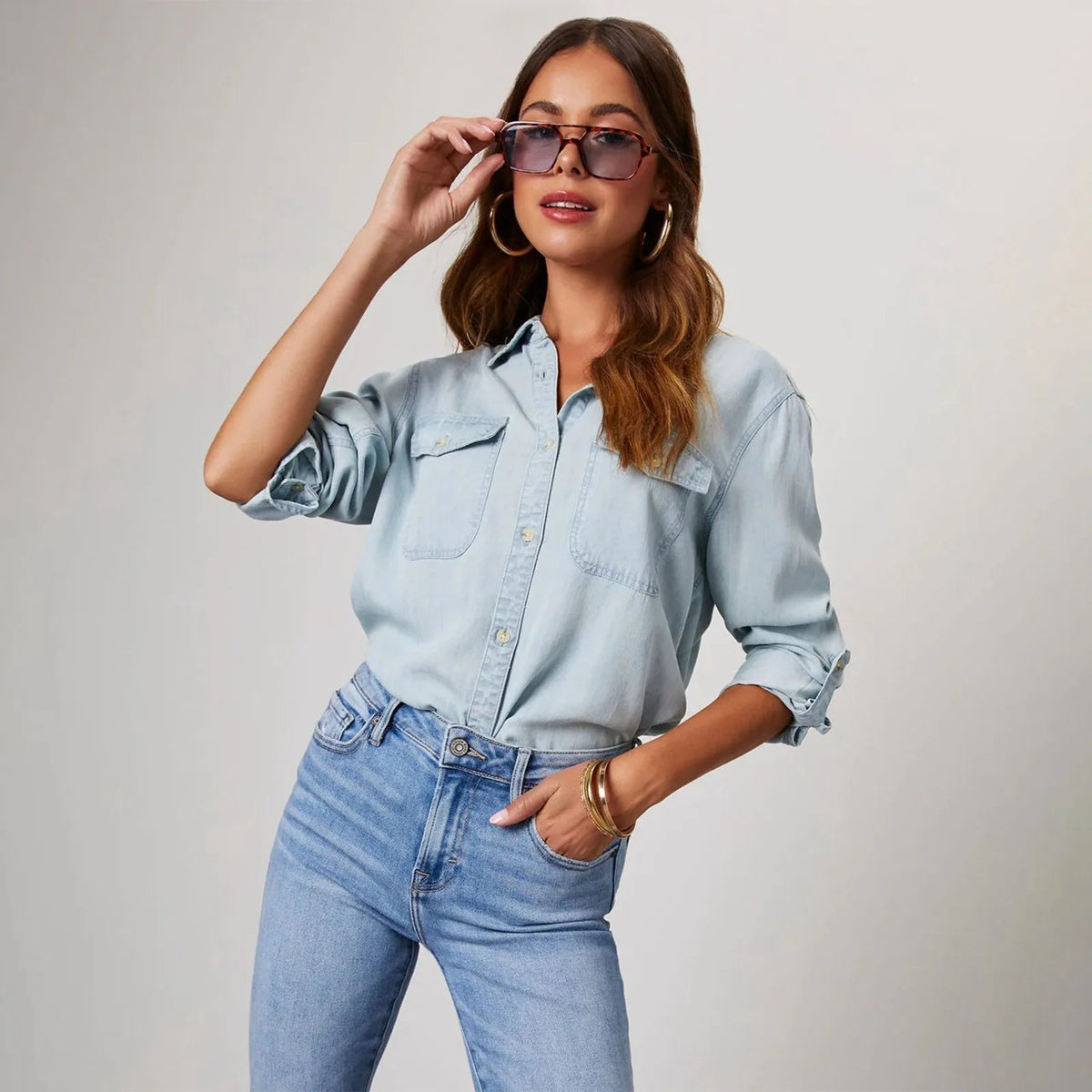 Shop Velvia | Light Denim Shirts