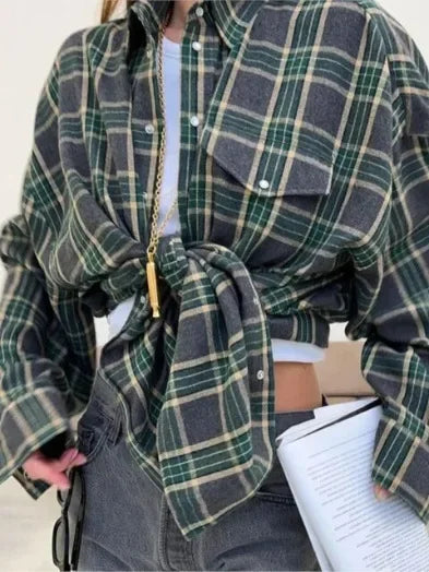 Shop Velvia | Classic Flannel Shirt with Checks Cotton Soft and Stylish