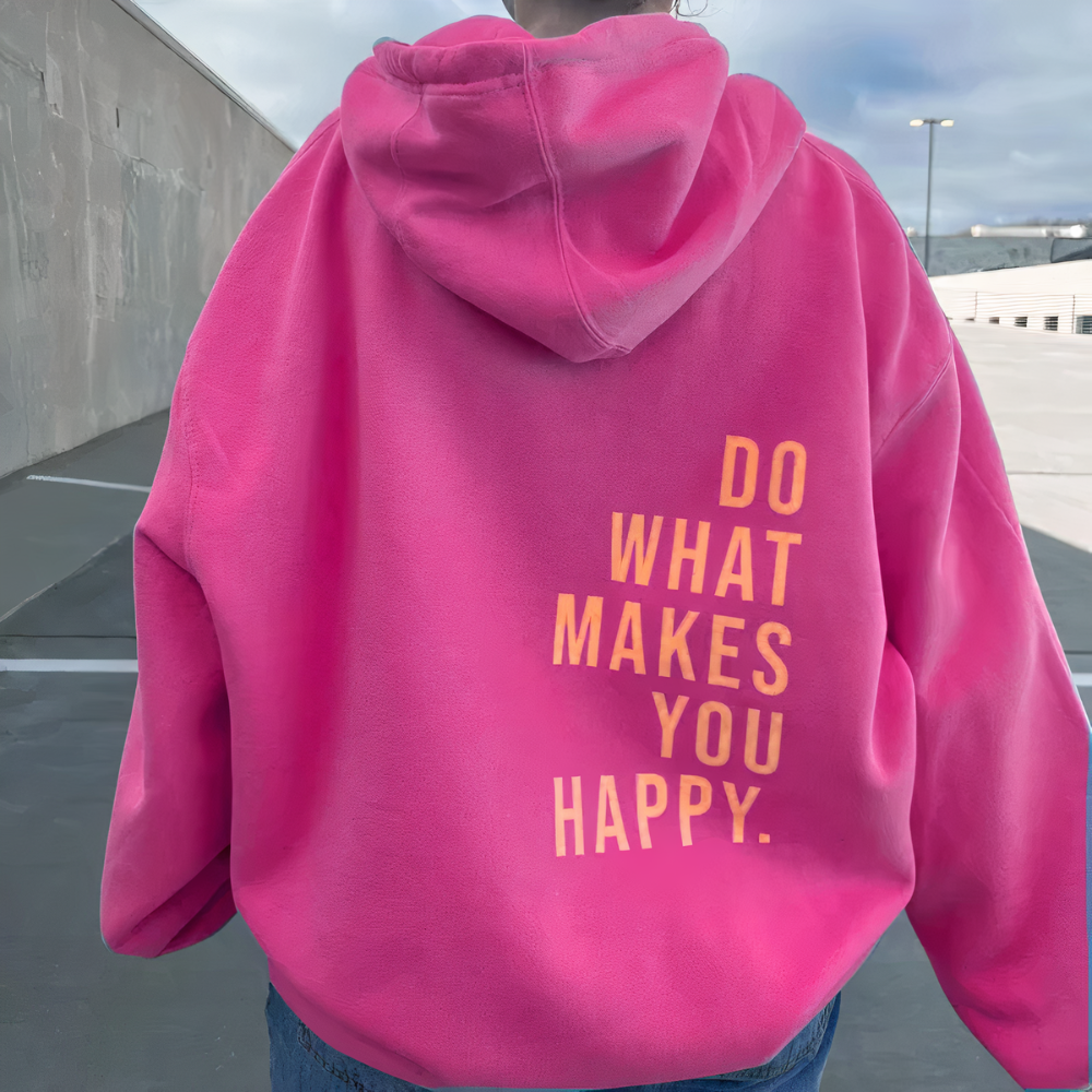 Shop Velvia | Hoodie with Happy Statement