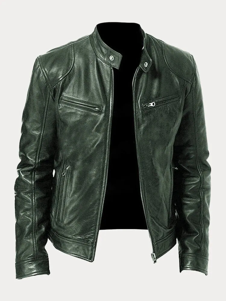 Shop Velvia Men's Leather Jacket Casual Durable Classic Design