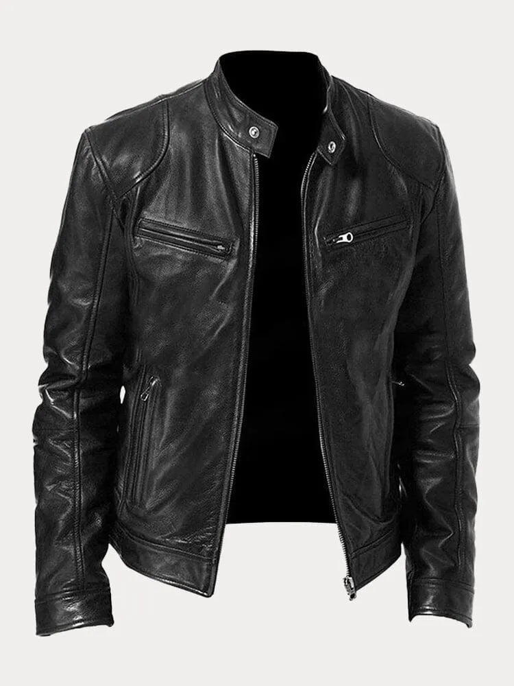Shop Velvia Men's Leather Jacket Casual Durable Classic Design