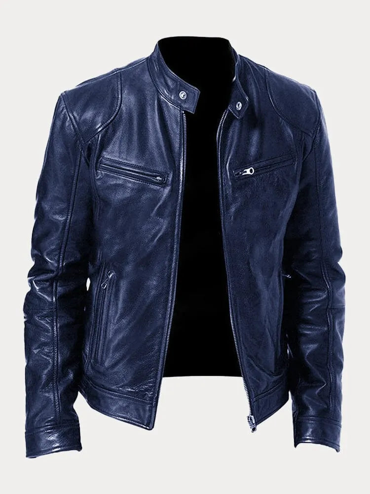 Shop Velvia Men's Leather Jacket Casual Durable Classic Design