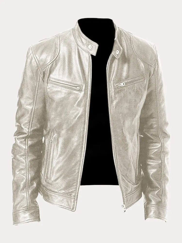Shop Velvia Men's Leather Jacket Casual Durable Classic Design