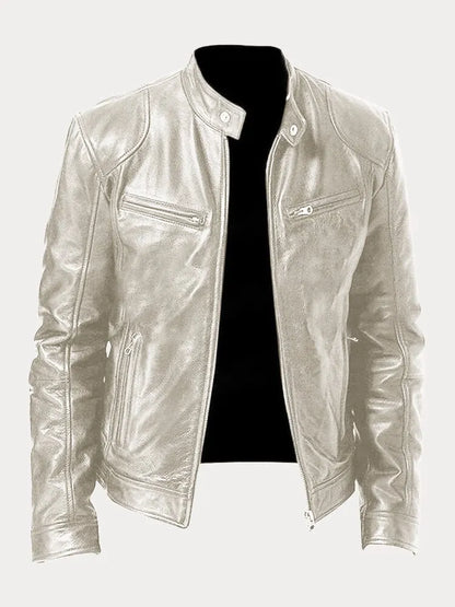Shop Velvia Men's Leather Jacket Casual Durable Classic Design