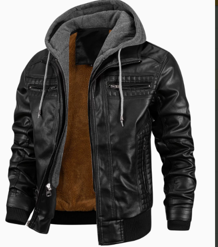Shop Velvia | Premium high-quality leather jacket with hood for men