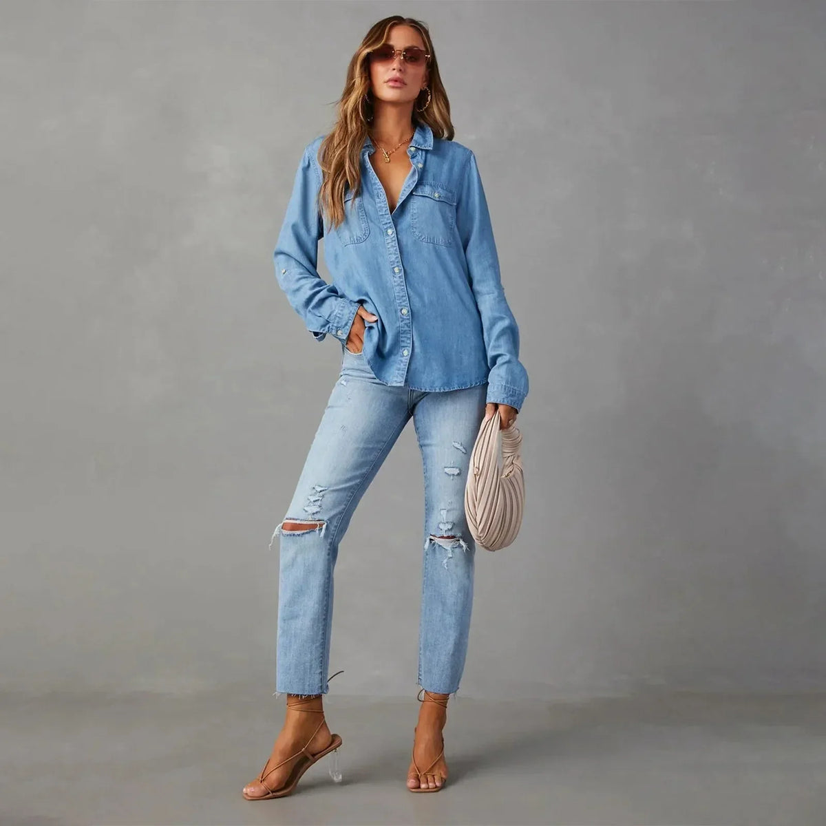 Shop Velvia | Light Denim Shirts