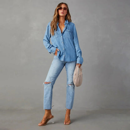 Shop Velvia | Light Denim Shirts