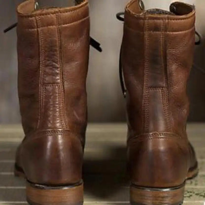 Shop Velvia | Leather Winter Boots - Insulated Lace-Up Boots with Warm Lining & Slip-Resistant Sole