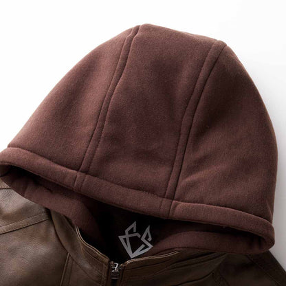 Shop Velvia | Premium high-quality leather jacket with hood for men