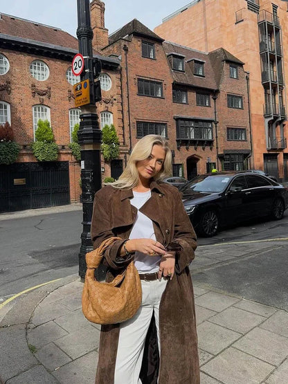 Women's Suede Trench Coat