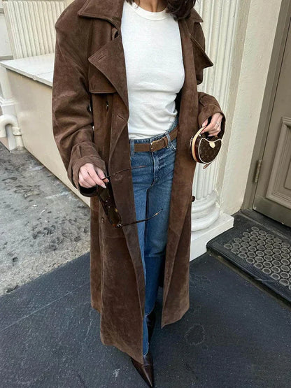 Women's Suede Trench Coat