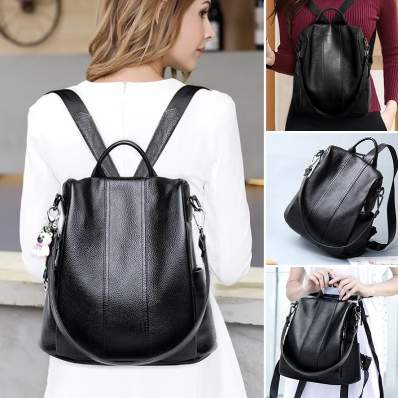 Shop Velvia | Anti-Theft Leather Backpack