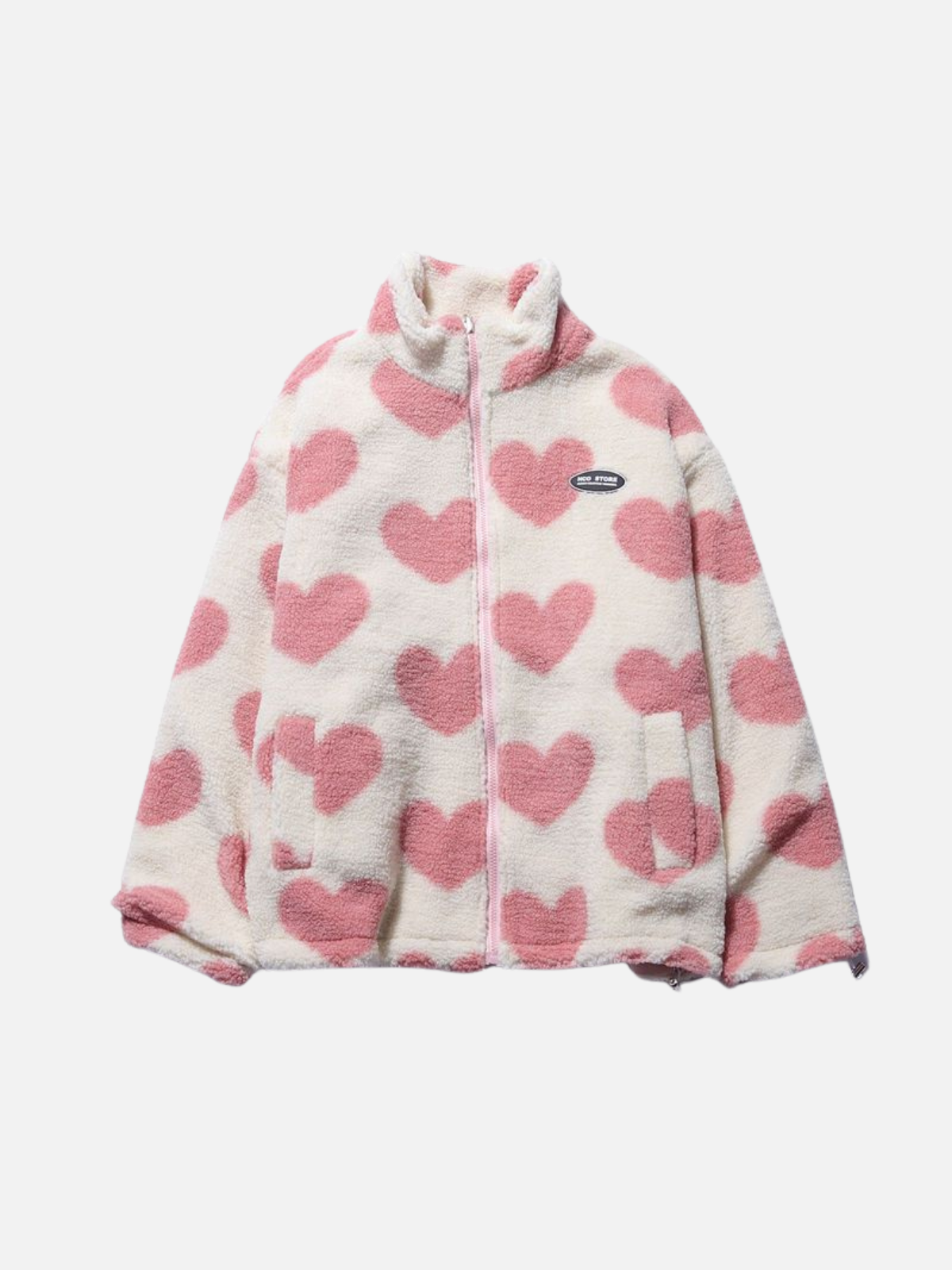 Shop Velvia | 2 in 1 Heart Print Fleece Jacket Reversible Jackets