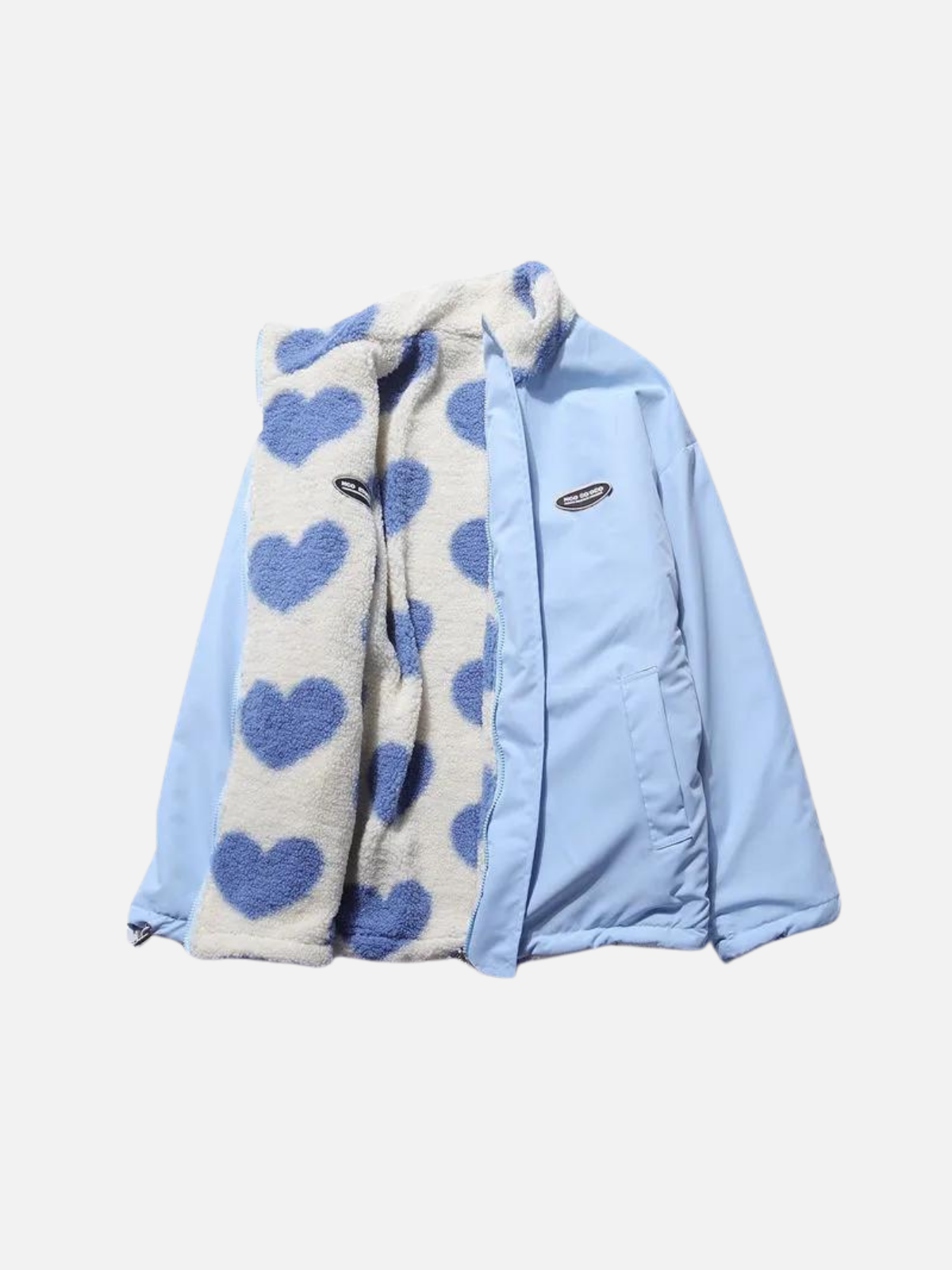 Shop Velvia | 2 in 1 Heart Print Fleece Jacket Reversible Jackets