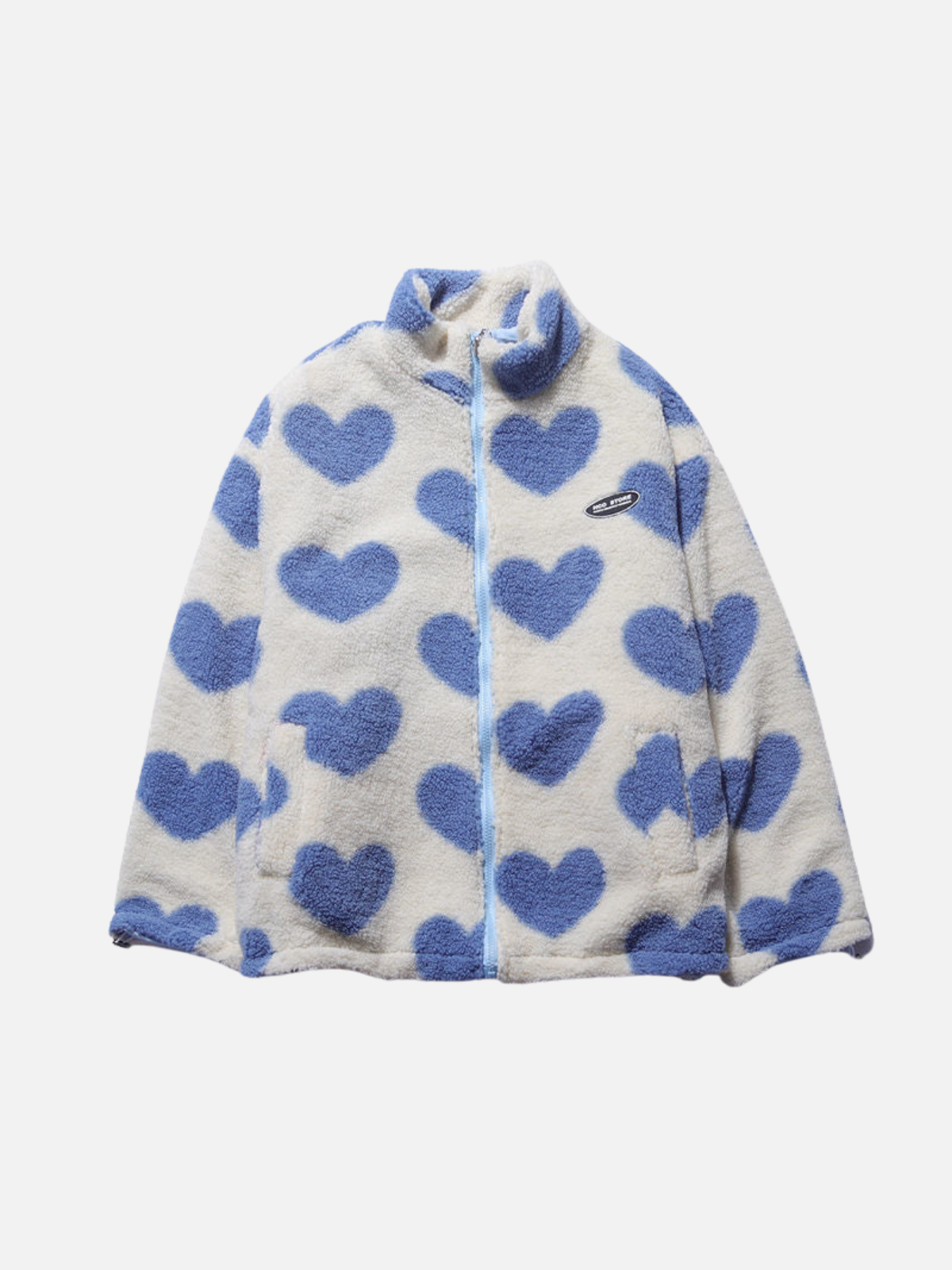 Shop Velvia | 2 in 1 Heart Print Fleece Jacket Reversible Jackets