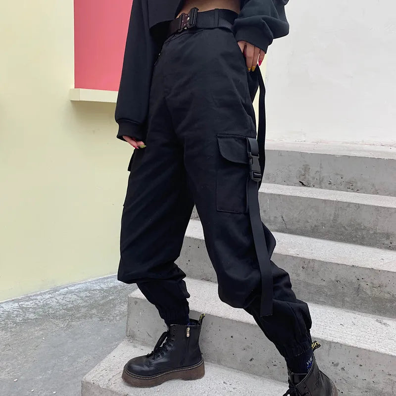 Shop Velvia | High Waist Elastic Cargo Pants