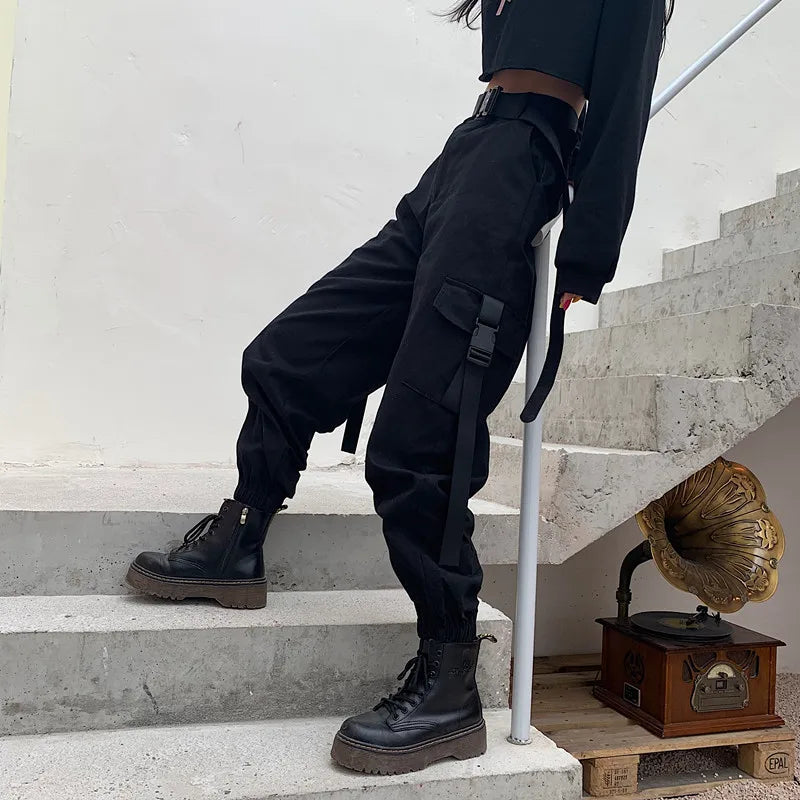 Shop Velvia | High Waist Elastic Cargo Pants