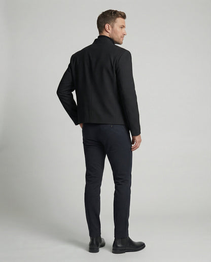 Men's Jacket New Chinese Style Stand Collar Black Short