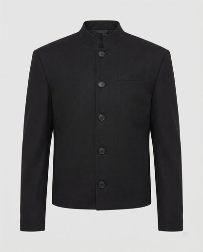 Men's Jacket New Chinese Style Stand Collar Black Short