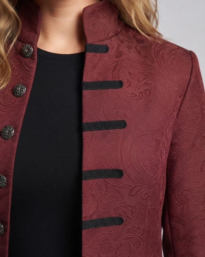Ladies elegant tailcoat with elaborate jacquard pattern Shop Velvia