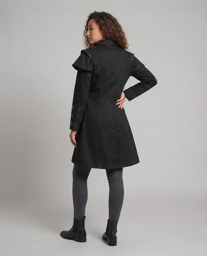 Women's Off-Shoulder Coat with Voluminous Sleeves and Decorative Accents Shop Velvia