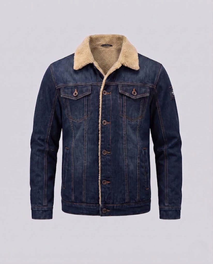 Men's Casual Denim Jacket with Teddy Lining Shop Velvia