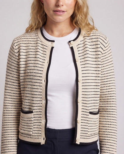 Women Short-cut Cardigan with Contrast Cuffs and Patch Pockets Shop Velvia