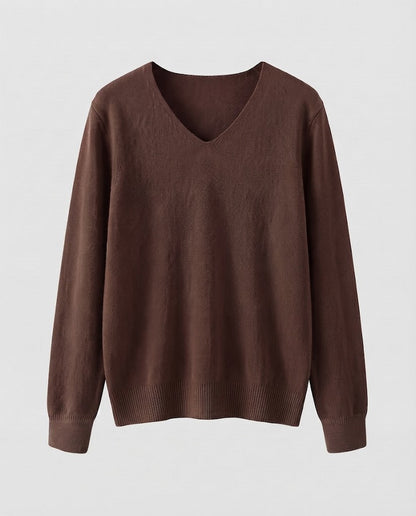 Women Fine Knit V-Neck Sweater made of Cozy Angora Mix Shop Velvia